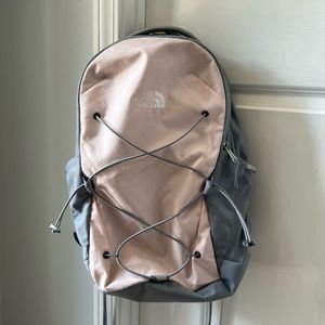 Pink and Gray Northface Bookbag